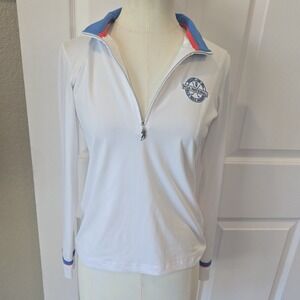 Sport Haley Womens White PGA National Golf Polo Shirt Quarter Zip XS